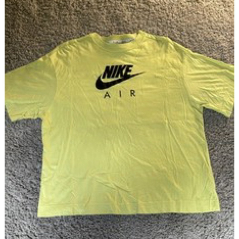 Nike Air Womens M Boxy Tee Shirt Loose Crop Yellow Black Short Sleeve - Picture 1 of 5